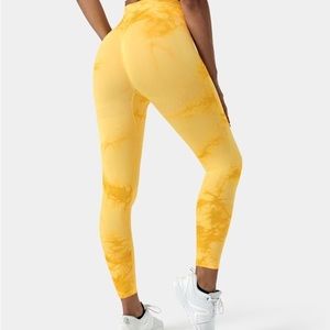 Halara Yellow Tie Dye Seamless Leggings Sz S